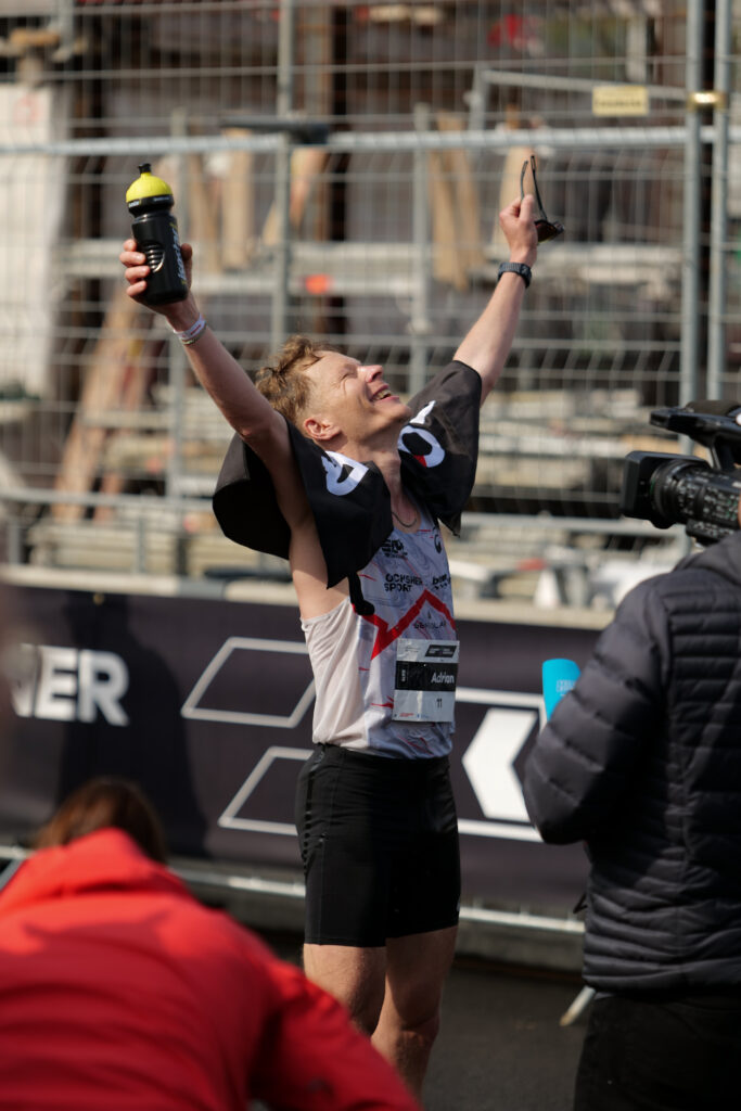 Adrian Lehman celebrating Zurich Marathon 2022 swiss champion title and personal best